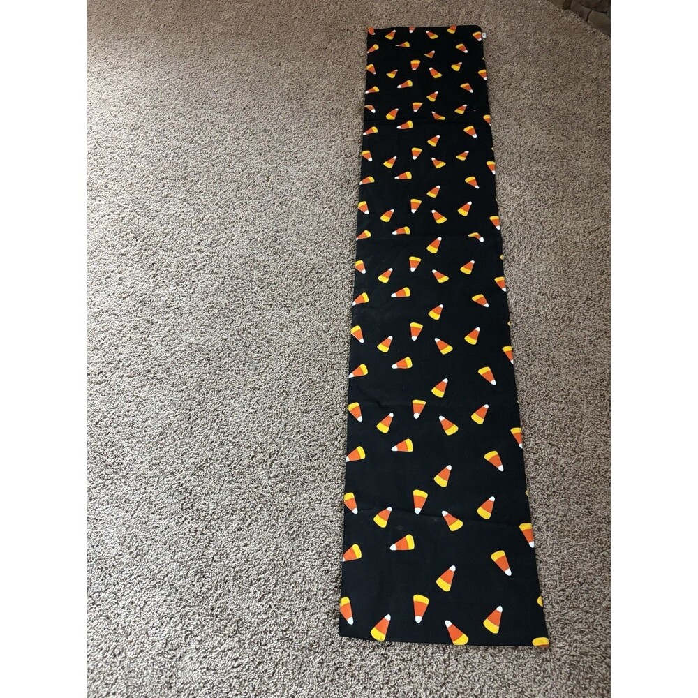 Tag Candy Corn Halloween Harvest 70in  14.5 Width Table Runner Black Orange New
